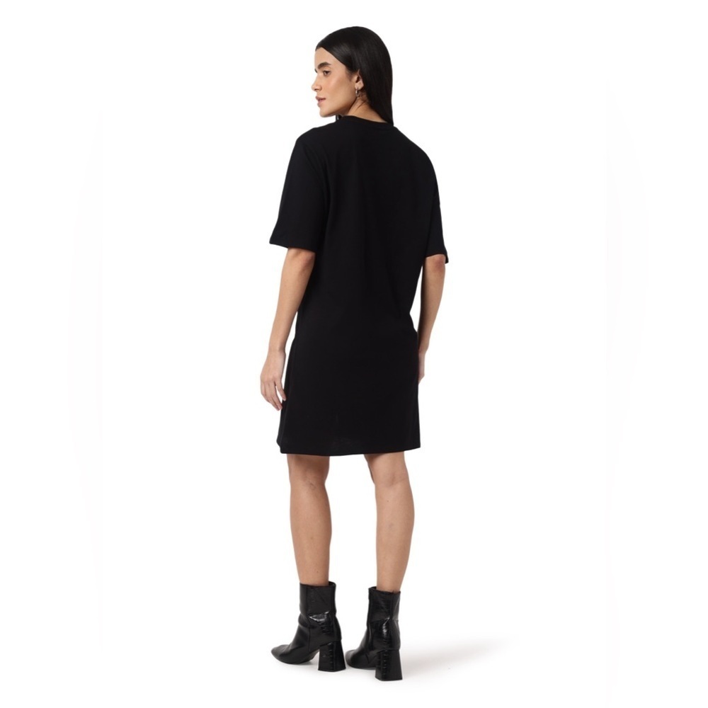 Emporio Armani Cashmere Midi Leather Shoulder V Neck Dress